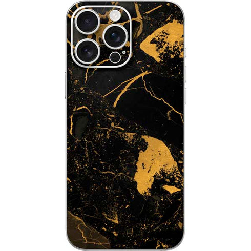 Black and Gold Scattered Marble iPhone 16 Pro Max Skin