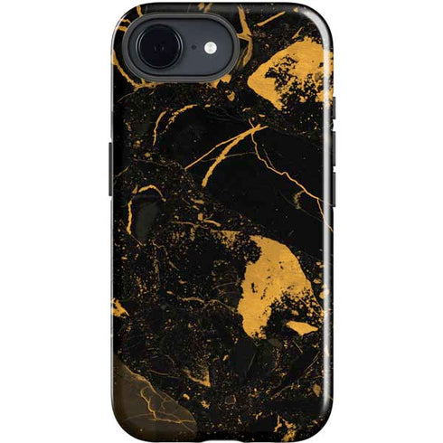 Black and Gold Scattered Marble iPhone 16e Impact Case
