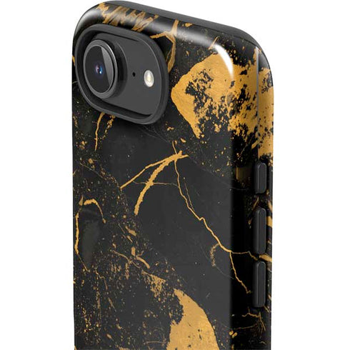 Black and Gold Scattered Marble iPhone 16e Impact Case