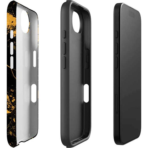 Black and Gold Scattered Marble iPhone 16e Impact Case