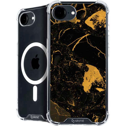 Black and Gold Scattered Marble iPhone 16e MagSafe Case