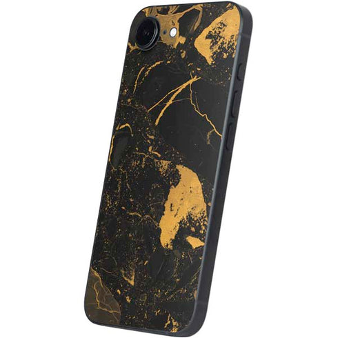 Black and Gold Scattered Marble iPhone 16e Skin