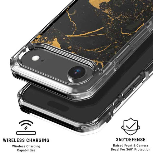 Black and Gold Scattered Marble iPhone 17 Air Clear Case