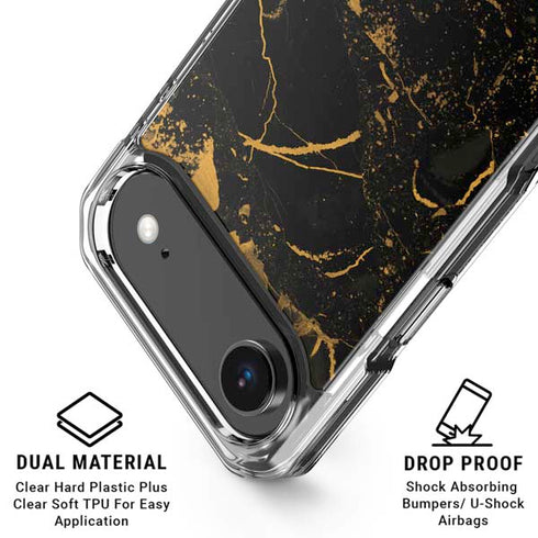 Black and Gold Scattered Marble iPhone 17 Air Clear Case