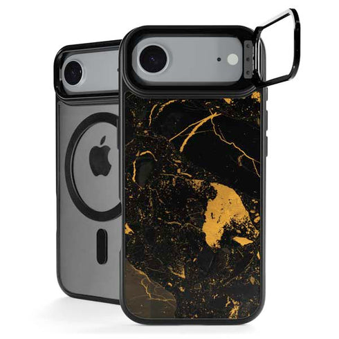 Black and Gold Scattered Marble iPhone 17 Air Kickstand Case
