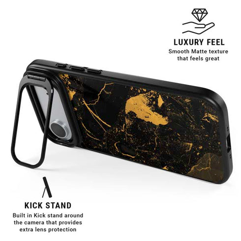 Black and Gold Scattered Marble iPhone 17 Air Kickstand Case