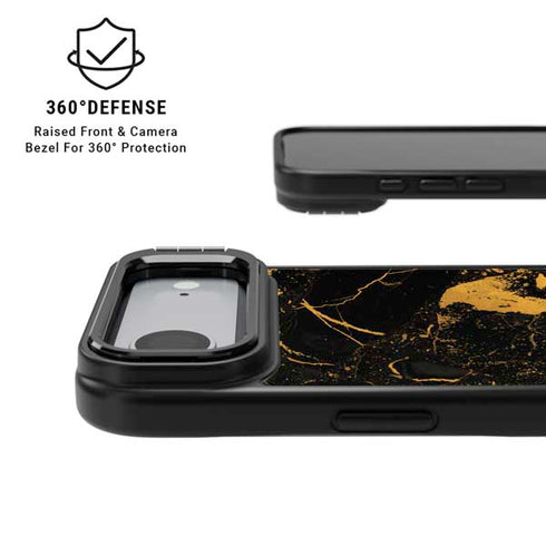 Black and Gold Scattered Marble iPhone 17 Air Kickstand Case