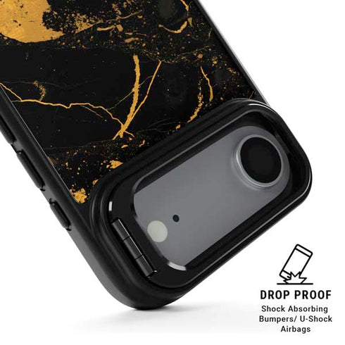 Black and Gold Scattered Marble iPhone 17 Air Kickstand Case