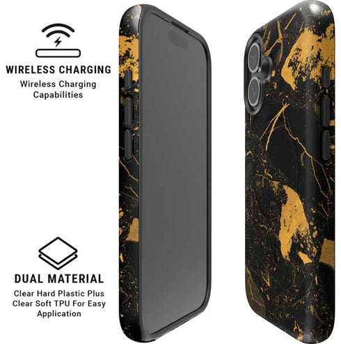 Black and Gold Scattered Marble iPhone 17 Magsafe Impact Case