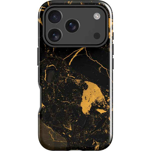 Black and Gold Scattered Marble iPhone 17 Pro Impact Case