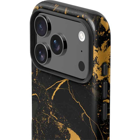 Black and Gold Scattered Marble iPhone 17 Pro Impact Case