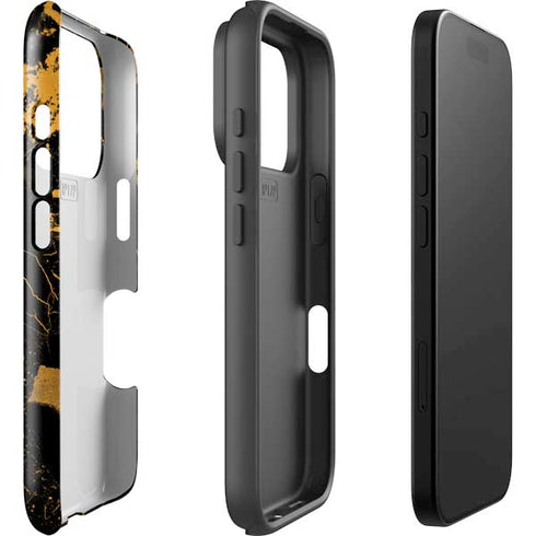 Black and Gold Scattered Marble iPhone 17 Pro Impact Case