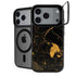 Black and Gold Scattered Marble iPhone 17 Pro Kickstand Case
