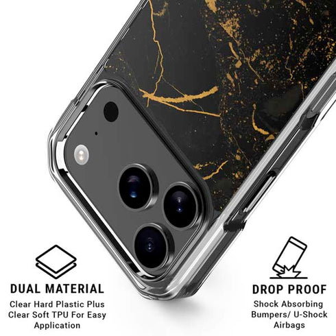 Black and Gold Scattered Marble iPhone 17 Pro MagSafe Case