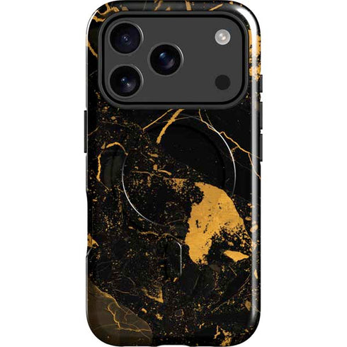 Black and Gold Scattered Marble iPhone 17 Pro Magsafe Impact Case
