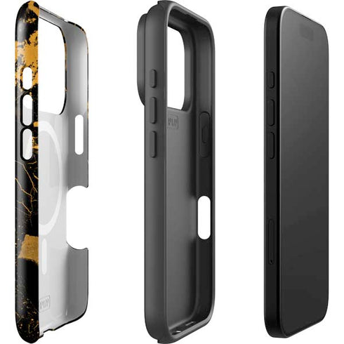 Black and Gold Scattered Marble iPhone 17 Pro Magsafe Impact Case