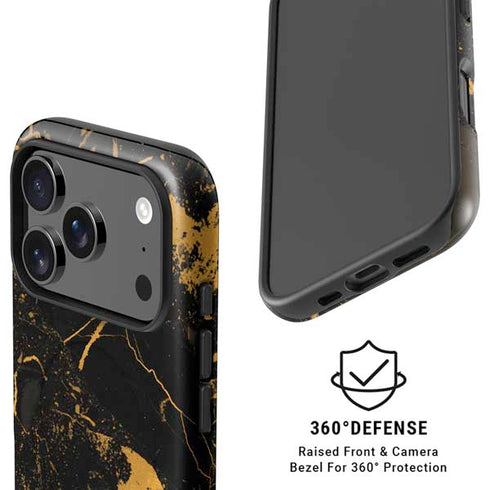Black and Gold Scattered Marble iPhone 17 Pro Magsafe Impact Case
