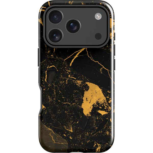 Black and Gold Scattered Marble iPhone 18 Pro Max Impact Case