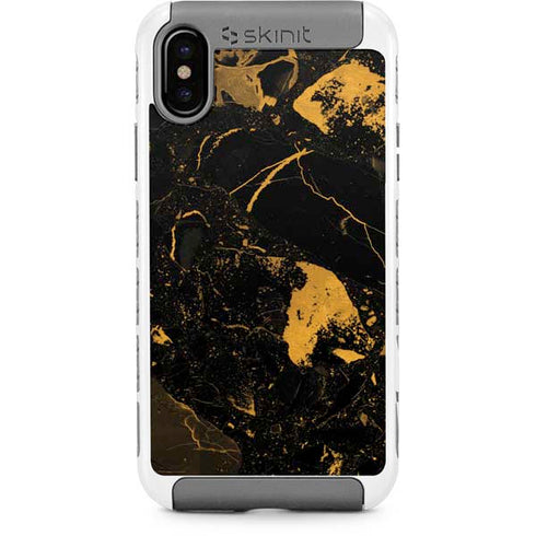 Black and Gold Scattered Marble iPhone Cases