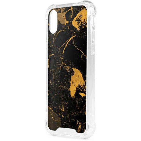 Black and Gold Scattered Marble iPhone XS Clear Case