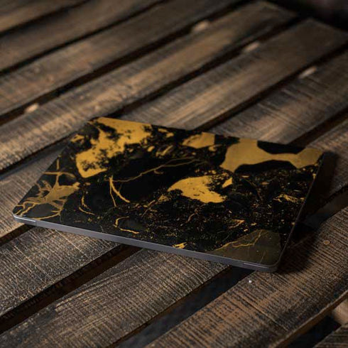 Black and Gold Scattered Marble Apple MacBook Air Skin