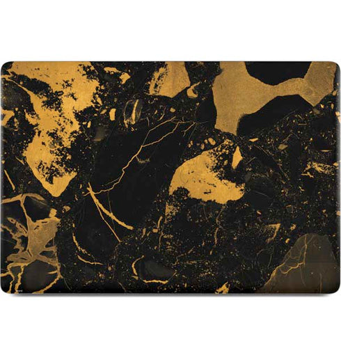 Black and Gold Scattered Marble MacBook Skins