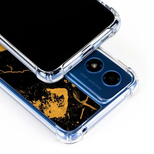 Black and Gold Scattered Marble Moto G Play 4G (2024) Clear Case