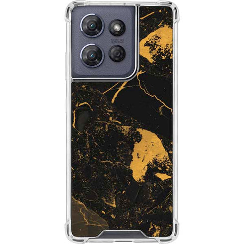 Black and Gold Scattered Marble Moto G Play 5G (2025) Clear Case