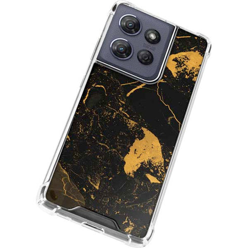 Black and Gold Scattered Marble Moto G Play 5G (2025) Clear Case