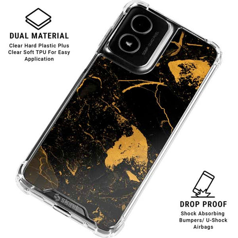 Black and Gold Scattered Marble Moto G Power 5G (2024) Clear Case