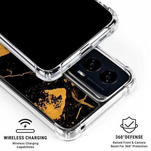Black and Gold Scattered Marble Moto G Power 5G (2024) Clear Case