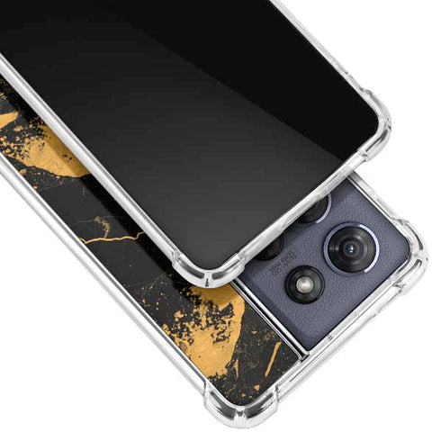 Black and Gold Scattered Marble Moto G Stylus 5G (2025) Clear Case