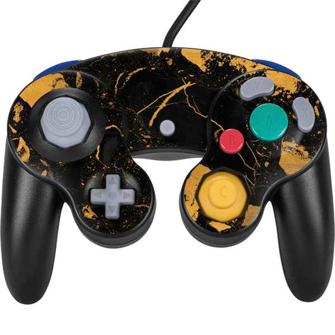 Black and Gold Scattered Marble Nintendo Skins