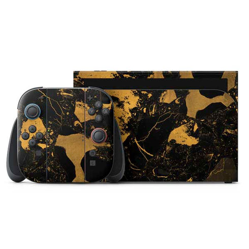 Black and Gold Scattered Marble Nintendo Switch 2 (2025) with Joy-Con Skin