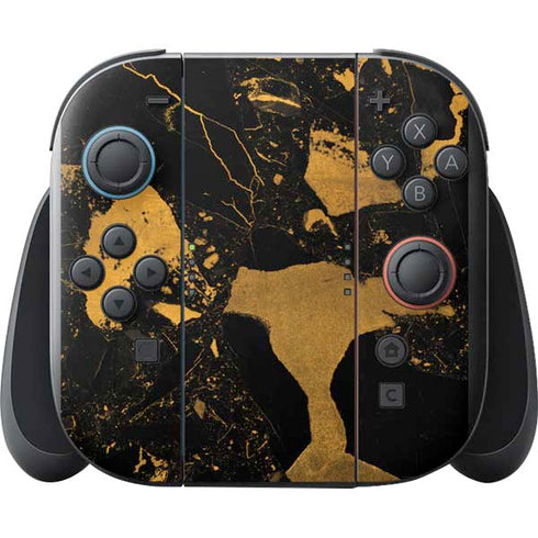 Black and Gold Scattered Marble Nintendo Switch 2 (2025) with Joy-Con Skin