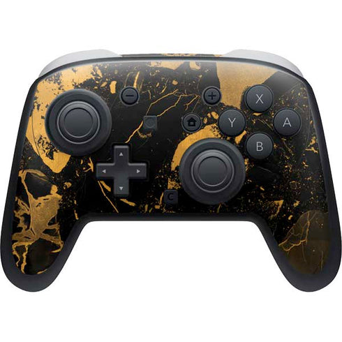 Black and Gold Scattered Marble Nintendo Switch 2 (2025) Pro Controller Skin