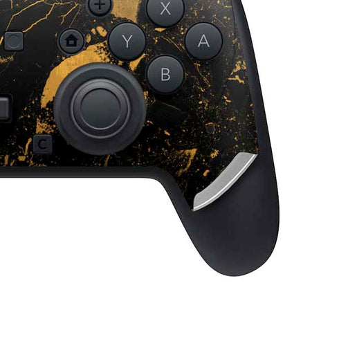 Black and Gold Scattered Marble Nintendo Switch 2 (2025) Pro Controller Skin