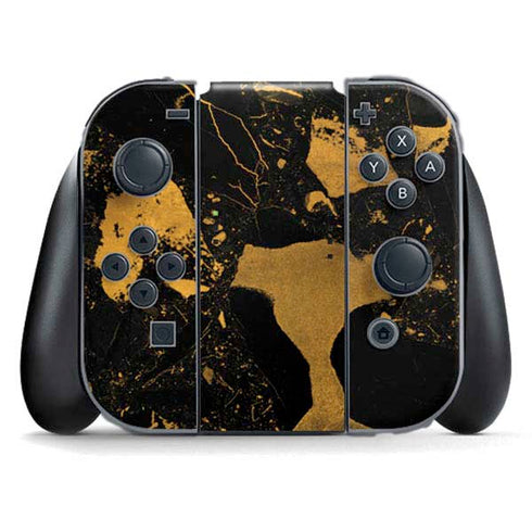 Black and Gold Scattered Marble Nintendo Skins