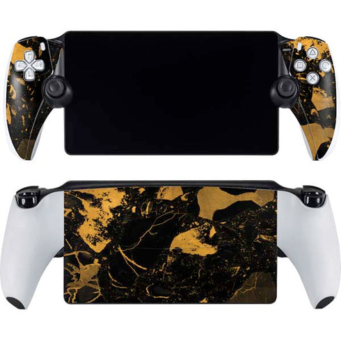 Black and Gold Scattered Marble PlayStation Portal Remote Player Skin