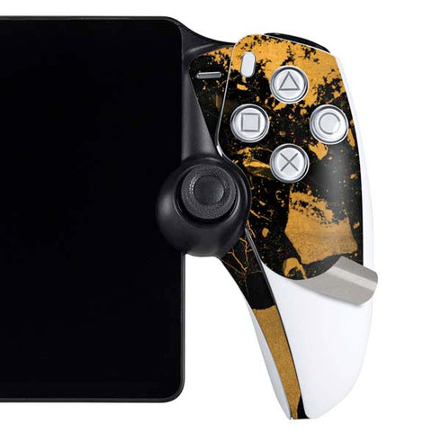 Black and Gold Scattered Marble PlayStation Portal Remote Player Skin