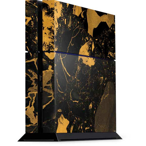Black and Gold Scattered Marble PlayStation PS4 Skins