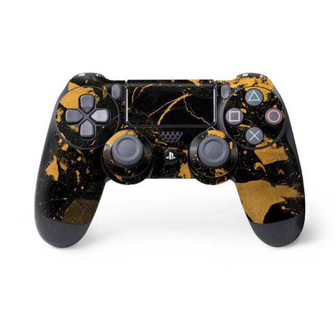 Black and Gold Scattered Marble PlayStation PS4 Skins
