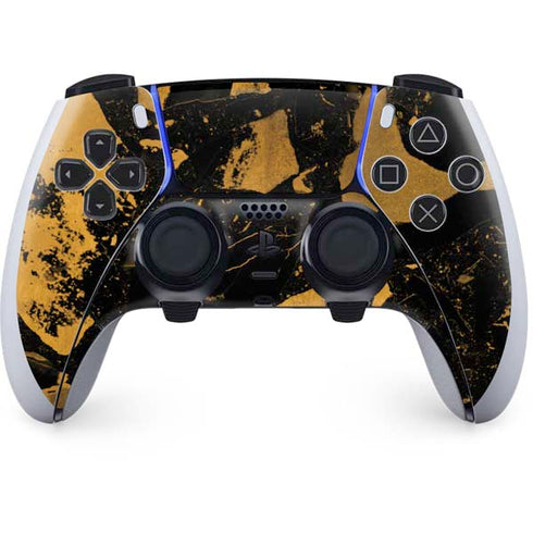 Black and Gold Scattered Marble PlayStation PS5 Skins