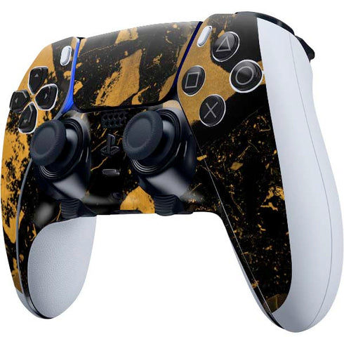 Black and Gold Scattered Marble PS5 DualSense Edge Pro Controller Skin