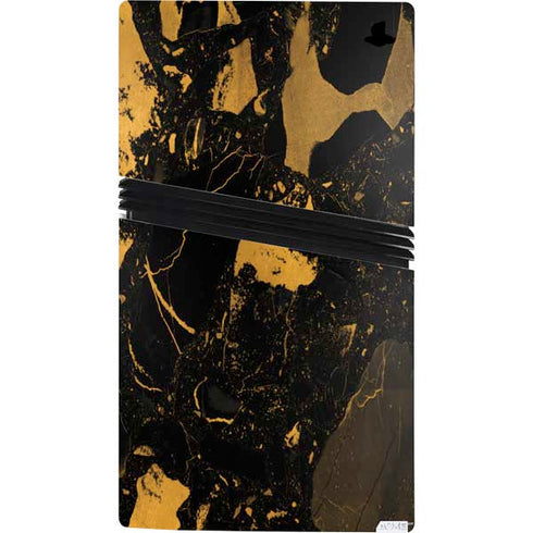 Black and Gold Scattered Marble PS5 Pro Console Skin