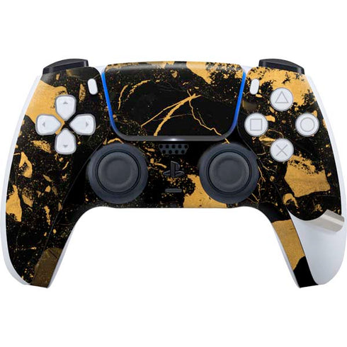 Black and Gold Scattered Marble PS5 Pro Disk Bundle Skin