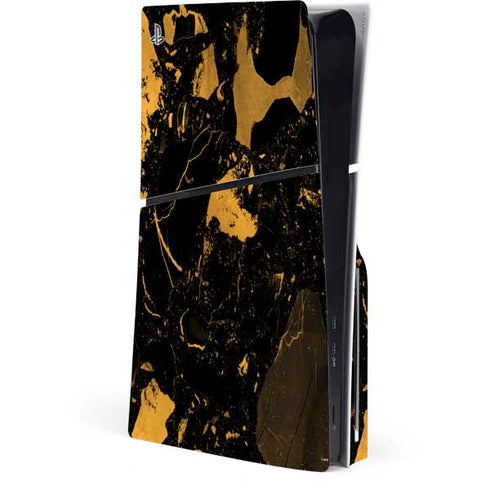 Black and Gold Scattered Marble PlayStation PS5 Skins