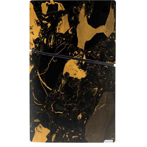 Black and Gold Scattered Marble PS5 Slim Digital Edition Console Skin
