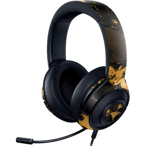 Black and Gold Scattered Marble Razer Kraken X Skin