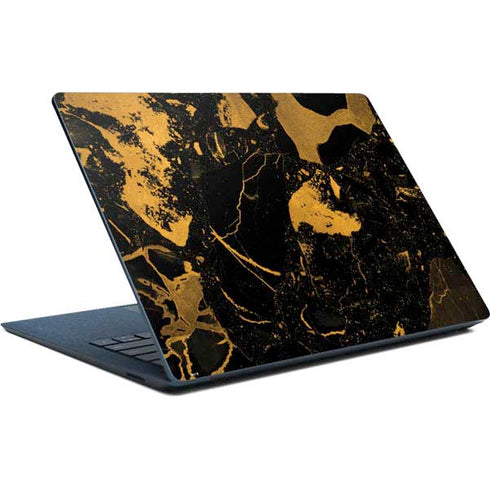 Black and Gold Scattered Marble Surface Laptop Skin